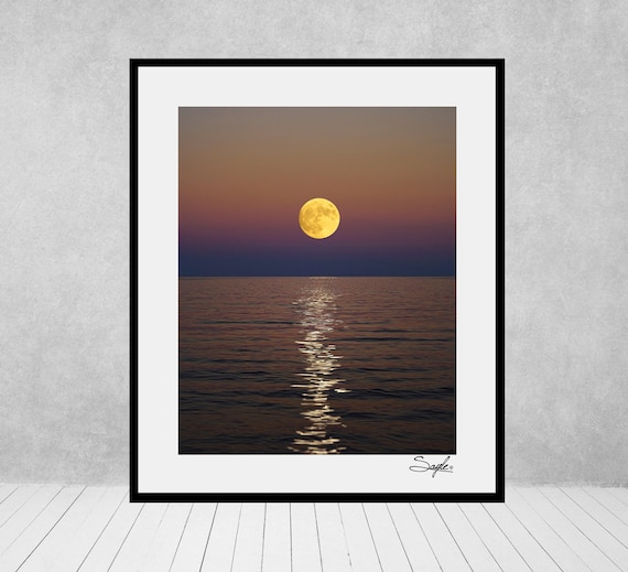 Lake Michigan Full Moon 3 Fine Art Photograph, Wall Art, Room