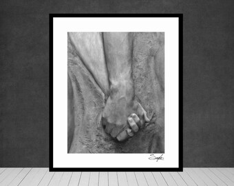 Holding Hands Stone Statue Fine Art Photograph, Wall Art, Home Decor, Love Image, Photo Gift, Couple Photo, Carved Hand Statue, Hands Photo
