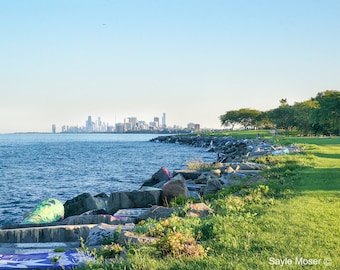 Northwestern University Waterfront 1 Fine Art Photograph, Wall Art, Gift, Lake Michigan Image, Chicago Skyline from Northwestern Photo