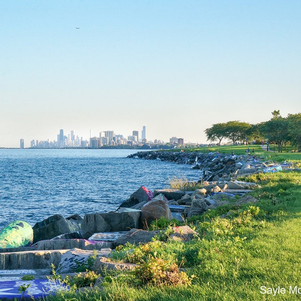 Northwestern University Waterfront 1 Fine Art Photograph, Wall Art, Gift, Lake Michigan Image, Chicago Skyline from Northwestern Photo