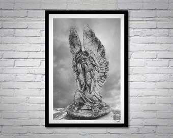 Angel Statue 51 Fine Art Photograph, Spiritual Photo, Guardian Angel Statue Image, Angel Wings Wall Art, Religious Photo, Child Angel Statue