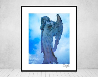 Angel Statue 67 Fine Art Photograph, Wall Art, Religious Home Decor, Guardian Angel Statue Photo, Angel Wings Art, Gift, Spiritual Image