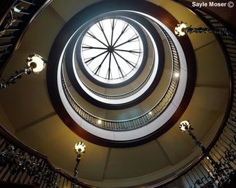 French Quarter Inn 3 Staircase Fine Art Photograph, Wall Art, Home Decor, Charleston Image, Gift, Grand Staircase Print, Architecture Image