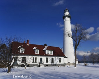 Wind Point Lighthouse in Wisconsin Fine Art Photograph, Wall Art, Home Decor, Racine WI, Lighthouse Image, Photo Gift, Lake Michigan Photo