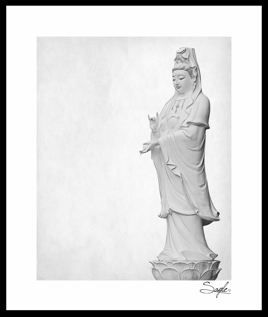 Quan Yin Statue 8 Black and White Fine Art Photograph Wall Etsy