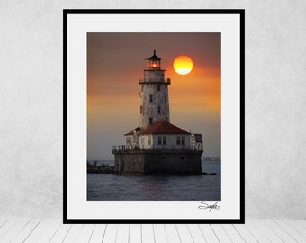 Chicago Harbor Lighthouse 3 Fine Art Photograph, Wall Art, Home Decor, Lighthouse Image, Photo Gift, Chicago Print, Illinois Photo, Sailboat
