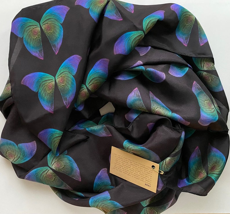 Butterfly Wing Scarf Silk Modal 50x50 Inches, Women's Accessories, Holiday Gift image 2