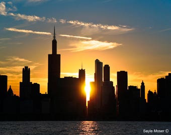 Chicago Skyline at Sunset Fine Art Photograph, Wall Art, Home Decor, Photo Gift, Chicago Image, City Photograph, Chicago Shoreline Photo