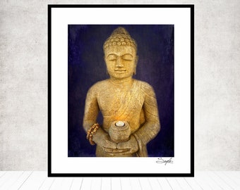 Standing Meditating Buddha Statue Fine Art Photograph, Wall Art, Room Decor, Yoga Studio Wall Art, Zen Photo, Stone Statue Photo, Gift