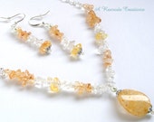 Pastel Yellow Beaded Jewelry Set Women's Glass Jewelry Spring Jewelry Womens Gift for Her Wedding Graduation Gift Summer Necklace Set