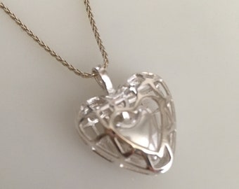 Mother's Day Sale Heart For Her A Heart Pendant Sterling Silver with Matching Sterling Silver 18 Inch Chain Exclusive Design Made In America