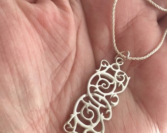Mother's Day Sale Sterling Silver Pendant Unusual Exclusive Design With Sterling Silver Wheat Chain 16 Inch Long