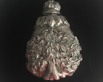 Sterling Silver One of A Kind Hand Designed Made Hand Made Perfume Vessel With Matching Detailed Screw On Dip Stick Art Nouveau Style