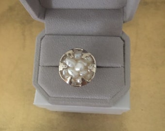 Promo Fête des Mères Bague panier unique en argent sterling en son genre, véritables perles d'eau douce naturelles, taille réglable sur la tige, fabriquée en Amérique