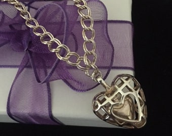 For Her Sterling Silver Heart Bracelet Adjustable Forever Heart Within A Heart