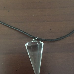 Mother's Day Sale Crystal Leather Pendant Necklace Silver Tone 24 Inches Long image 2