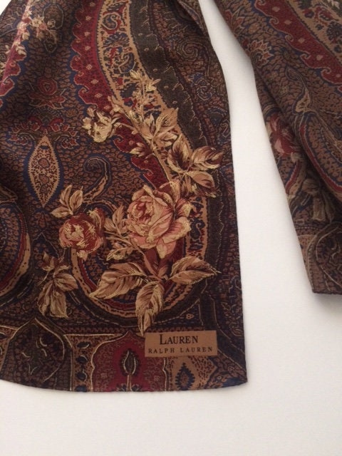 Vintage Ralph Lauren Silk Floral Design Long Scarf Circa 1970 | Etsy