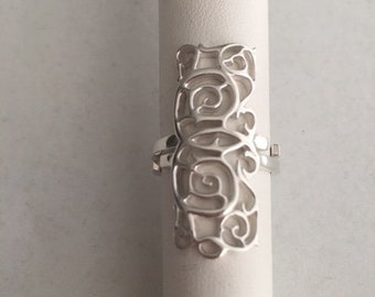 SALE Sterling Silver Ring Swirl Design With Adjustable Shank For Sizing Made In America Exclusive Design