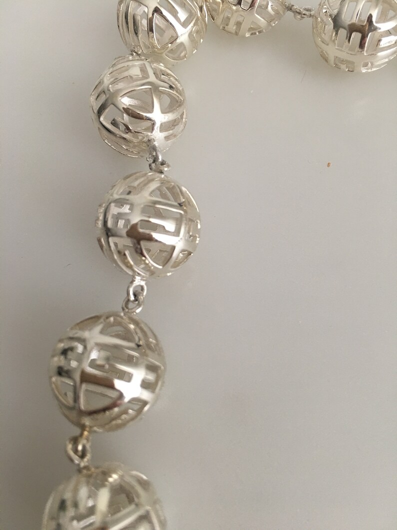 SALE Sterling Silver Necklace One of A Kind Measures 26 Inches Long Endless, 36 Round Spheres Made In USA Weighing Over 3 Ounces image 4