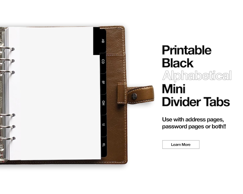 Printable Alphabetical Divider Tabs Black Etsy