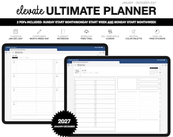 Digitaler Planer 2027 | Ultimativer Elevate-Planer | für Goodnotes (Neutrale Farbe)