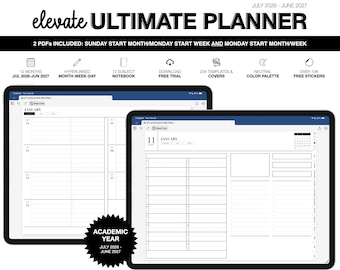 Digitaler Halbjahresplaner 2026–2027 | Elevate Ultimate | für Goodnotes (Neutrale Farbe)