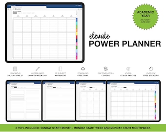 26-27 Digitaler Planer Halbjahresübersicht | Elevate Power | für Goodnotes (Joyful Color)