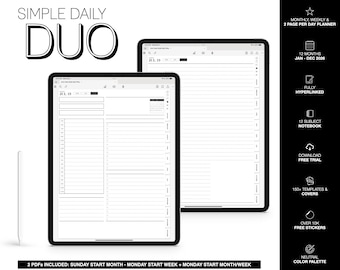 2026 Digital Planner | Simple Daily Duo | for Goodnotes (Neutral Color)