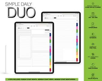 2026 Digital Planner | Simple Daily Duo | for Goodnotes (Joyful Color)