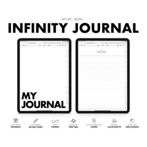 Digital Journal INFINITY SERIES | Dated and Hyperlinked Monthly and Daily Journal |  Diary | Photo Journal | Noteshelf - Goodnotes | Neutral