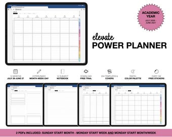 26-27 Digitaler Planer Halbjahresübersicht | Elevate Power | für Goodnotes (Pastellfarben)
