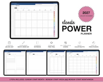 Digitaler Planer 2027 | Leistung steigern | für Goodnotes (Pastellfarbe)