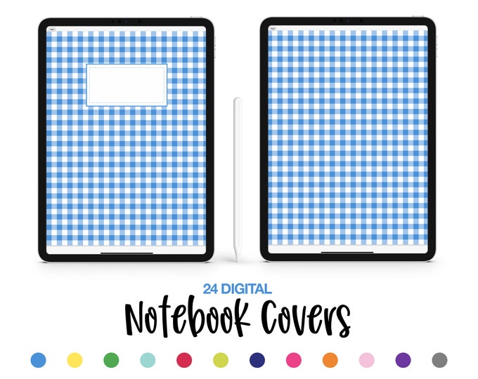24 Digital Notebook Covers - Gingham Bundle | GoodNotes | Notability | Noteshelf