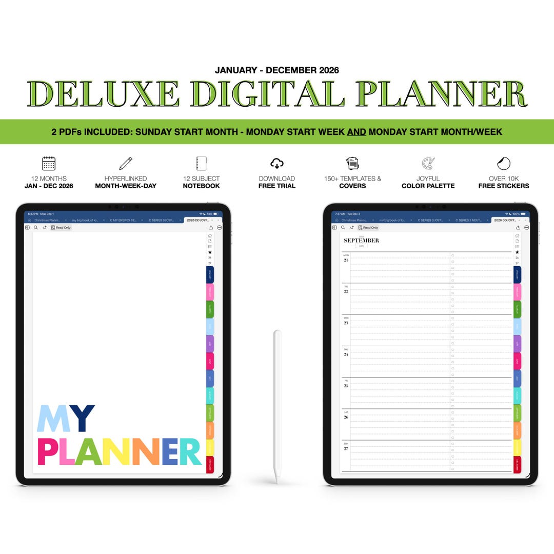 2026 Digital Planner | Deluxe | for Goodnotes (joyful Color) - Etsy