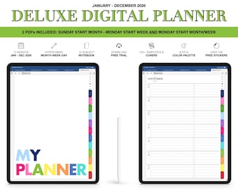 2026 Digital Planner | Deluxe | for Goodnotes (Joyful Color)