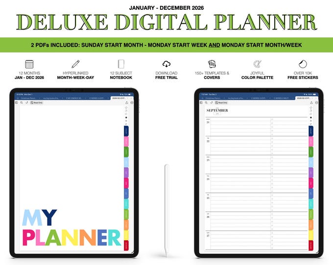 2026 Digital Planner | Deluxe | for Goodnotes (Joyful Color)
