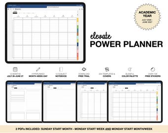 26-27 Digitaler Planer Halbjahresübersicht | Elevate Power | für Goodnotes (Blissful Color)