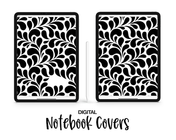 Digital Notebook Covers - Black and White Swirl | GoodNotes | Notability | Noteshelf