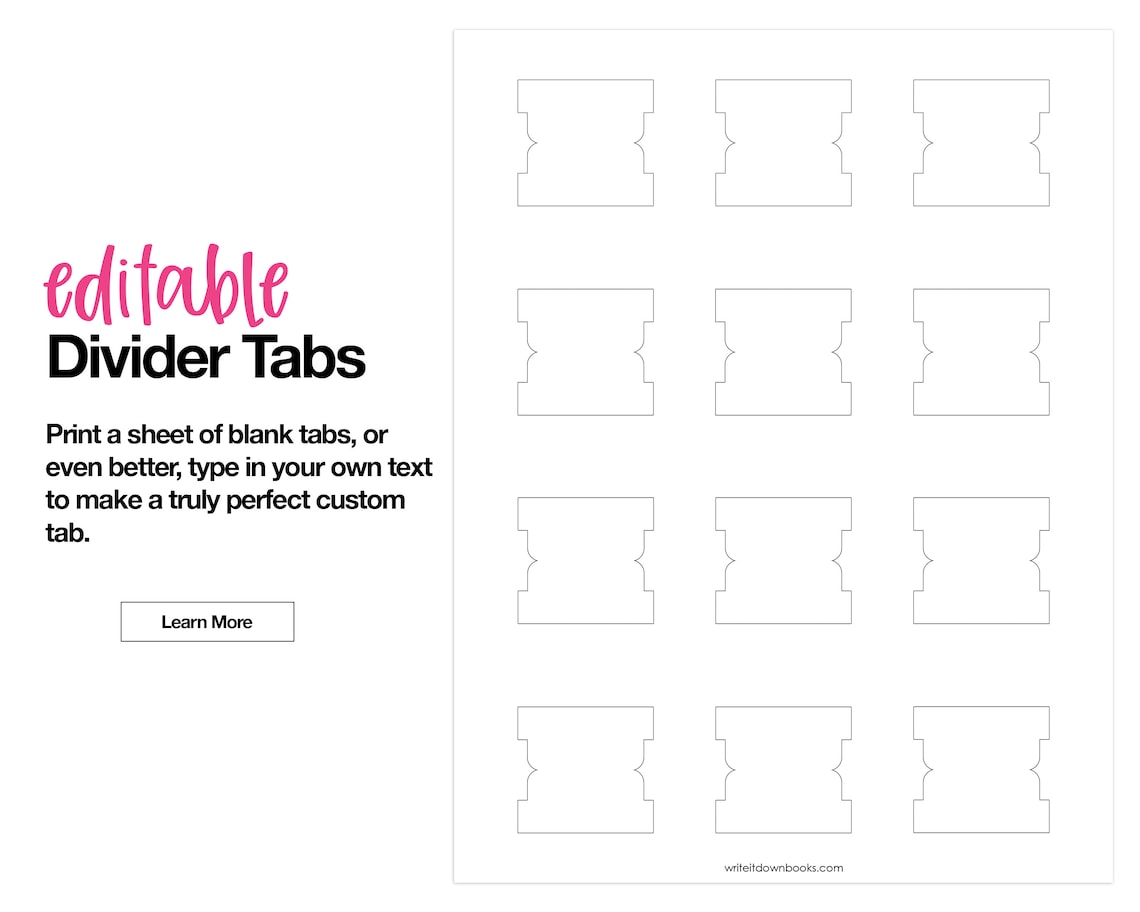 Editable Divider Tabs Blank Printable DIY White - Etsy