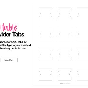 Editable Divider Tabs  | Blank | Printable | DIY | White