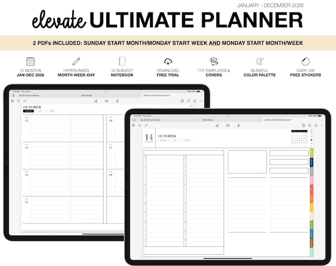 2026 Digital Planner | Elevate Ultimate | for Goodnotes (Blissful Color)