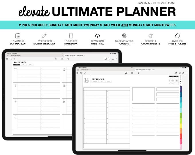 2026 Digital Planner | Elevate Ultimate | for Goodnotes (Colorful Color)