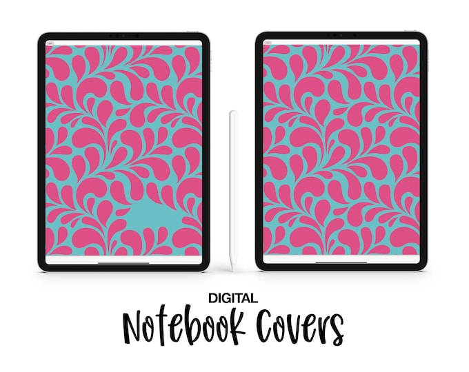 Digital Notebook Covers - Fuchsia and Teal Swirl | GoodNotes | Notability | Noteshelf