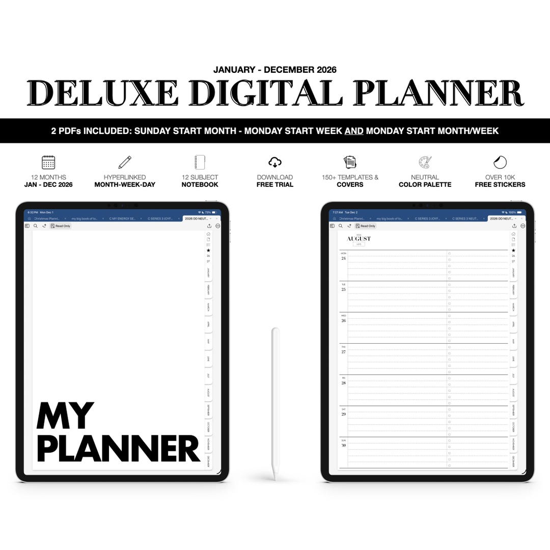2026 Digital Planner | Deluxe | for Goodnotes (neutral Color) - Etsy