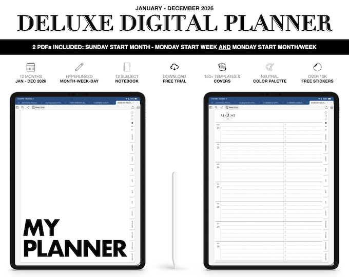 2026 Digital Planner | Deluxe | for Goodnotes (Neutral Color)