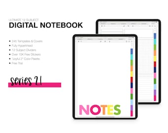 Digital Notebook | SERIES 2.1 | 244 Templates | 12 Subject | for Goodnotes (Joyful 2 Color)