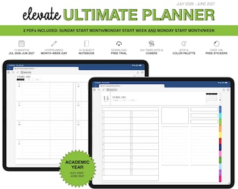 Digitaler Halbjahresplaner 2026–2027 | Elevate Ultimate | für Goodnotes (Joyful Color)