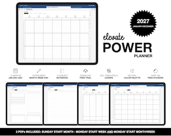 Digitaler Planer 2027 | Leistung steigern | für Goodnotes (Neutrale Farbe)