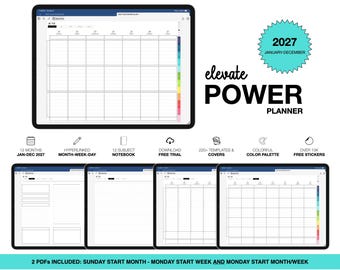 Digitaler Planer 2027 | Elevate Power | für Goodnotes (Farbig)
