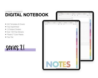 Digital Notebook | SERIES 2.1 | 244 Templates | 12 Subject | for Goodnotes (Pastel 2 Color)